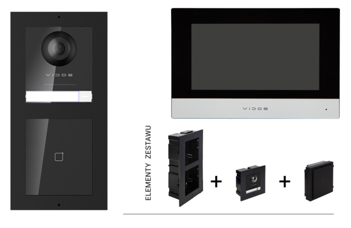 Zestaw podtynkowy wideodomofonu IP Vidos czytnikiem RFID monitor 7''